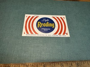 Reading Pa Brewing Co Beer Bottle Label Old Cleveland Oh Unused Light Beer