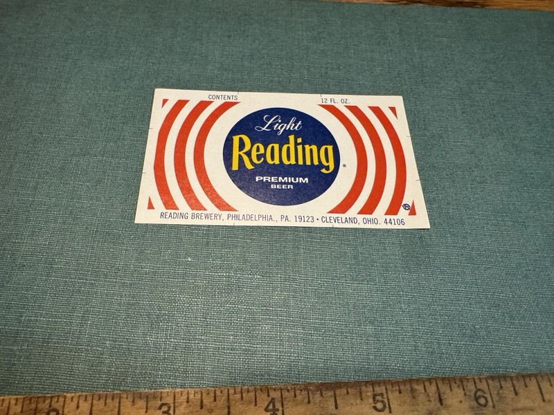 Reading Pa Brewing Co Beer Bottle Label Old Cleveland Oh Unused Light Beer