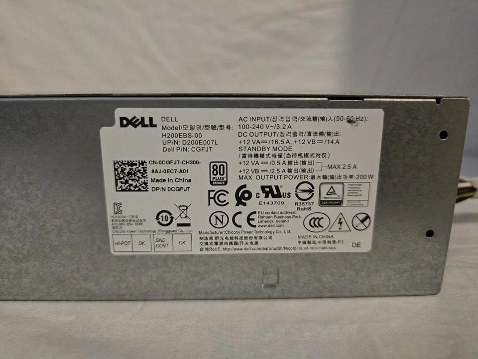 Dell Optiplex 3060 5060 7060 SFF 200W Netzteil CGFJT H200EBS-00 - Bild 2 von 2
