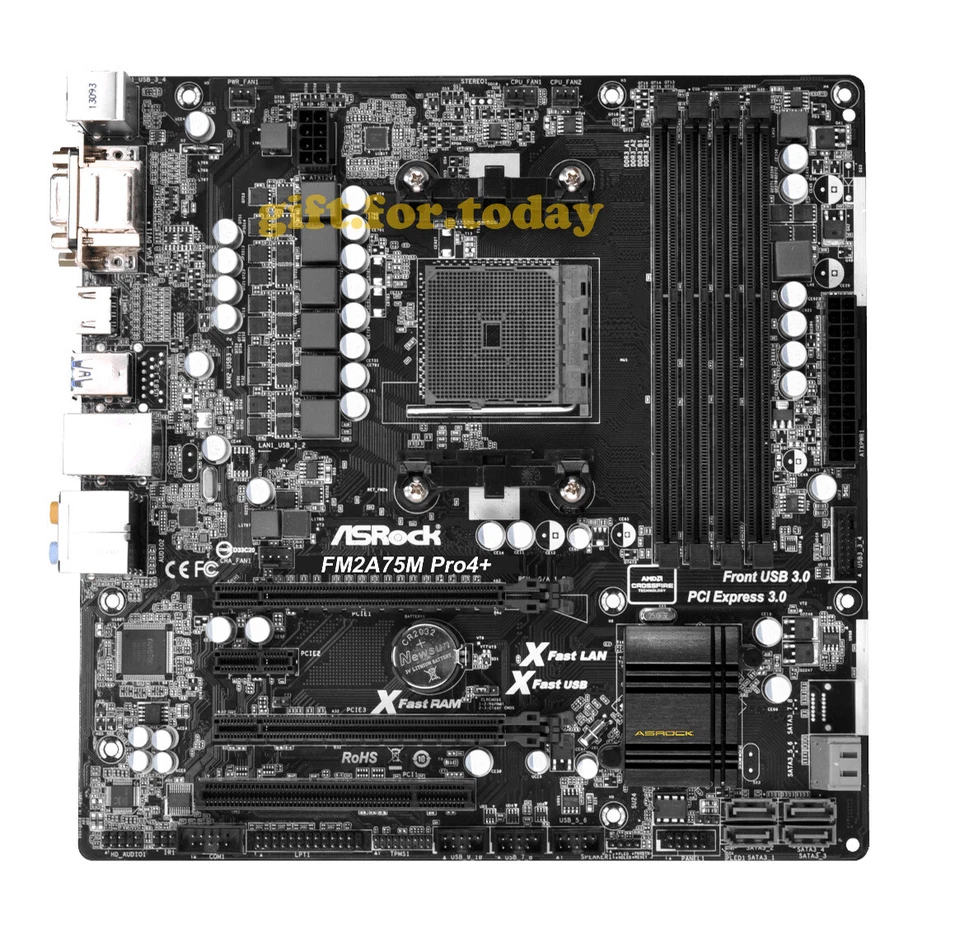 ASRock FM2A75M Pro4+ AMD A75 Socket FM2+ DDR3 DIMM Motherboard Micro ATX USB3.0 - Image 3 of 4