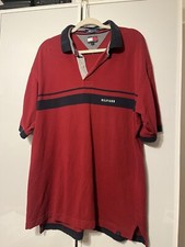 Vintage 90s 2000s Tommy Hilfiger Striped Polo Shirt Size XL Red/blue Y2K