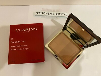 Clarins Bronzing Duo Mineral Powder Compact #01 Light NIB Full Size