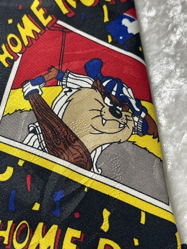 Looney Tunes 1994 Badeball Tie Taz Sylvester Daffy Duck Black Vintage - Picture 5 of 8