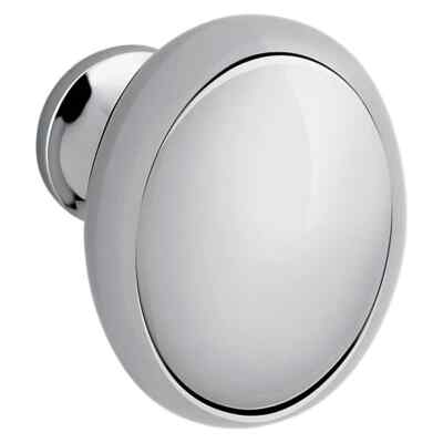 Baldwin 4913-260-BIN Oval 1-3/8 Inch Oval Solid BRS Cabinet Knob in Polished CHR