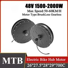 2000W Mountain Electric Bike Brushless Gearless Rear Hub Motor 26-29Inch 700C