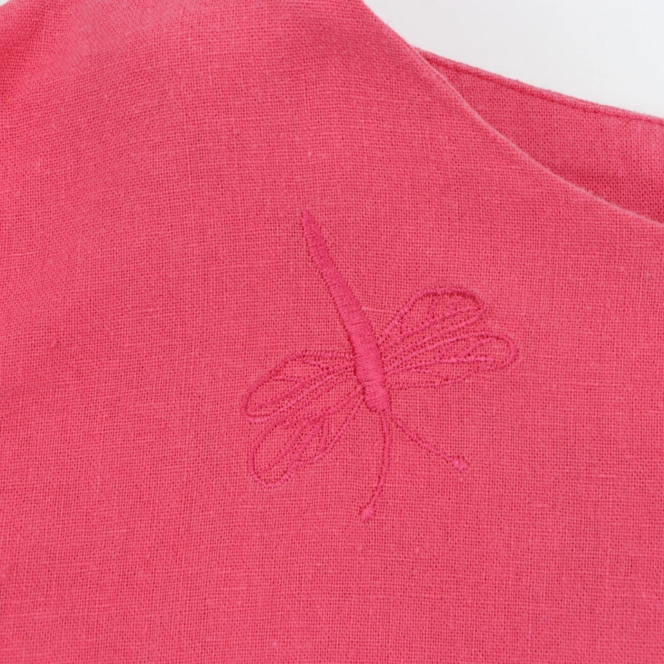 Basic Editions Pink Sleeveless Back Button Top Size 18 Embroidered Dragonfly - Image 4 of 4