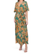 NWT FARM RIO Raining Bananas Maxi Wrap Dress Sz M-$275