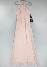 Lulus Dress Womens Medium Peach Pink Halter Neck Air Of Romance Maxi Wedding NEW