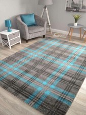 Modern Soft Tartan Checked Design Pattern Rugs Long Runners Small Extra Large UK