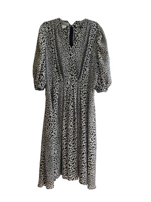 M Missoni Midi Dress Black White Butterflies Puff Sleeve Pleated Sz 48 US  XL | eBay