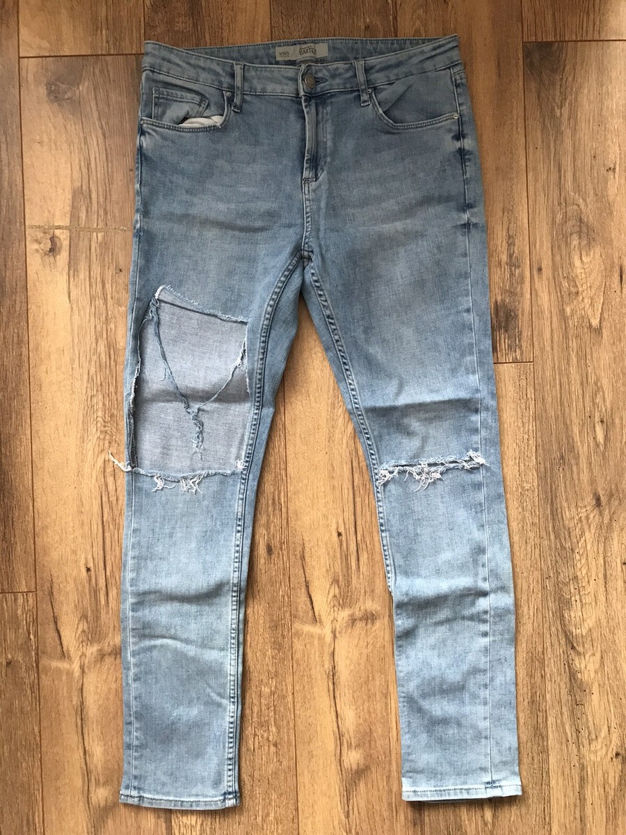 Jeans Noir Déchiré Style Moto Topshop - Taille W26 L30, Occasion Très Bon état