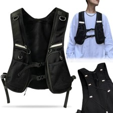 Black Nylon Vest Chest Packs Hip-hop Rig Bag Function Storage Backpack