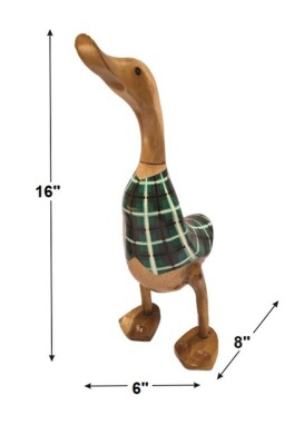 DCUK Wooden Hand Carved Duck Figurine 18 Inches Bamboo Roots