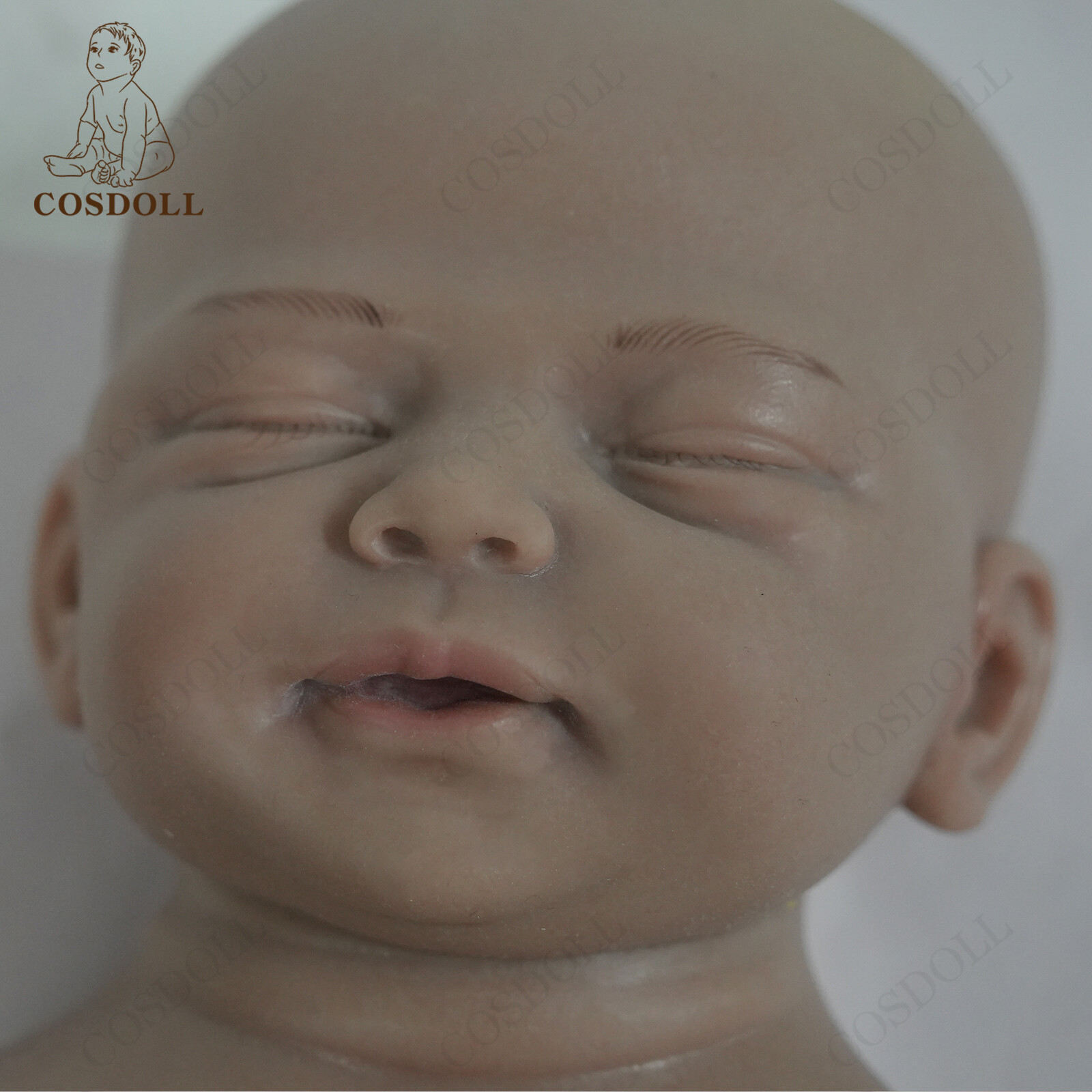 COSDOLL 18.5"Sleeping Newborn Platinum Silicone Reborn Baby Doll Brown Skin Doll