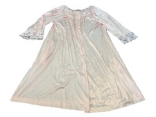 Vintage Gilead 4931 Pink Nylon Robe Nightgown Floral Lace Size L Made in USA