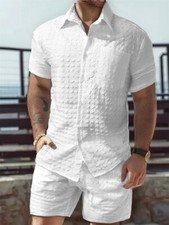 Mens Tracksuit 2-Piece Set Short Sleeve T Shirts Shorts Sweatsuit Outfit Set