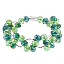 Unique Sparkling Green Crystal Beads Magnetic Clasp Bracelet