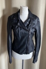 RINO & PELLE Lederjacke Biker Look schwarz echtes LEDER Größe 40