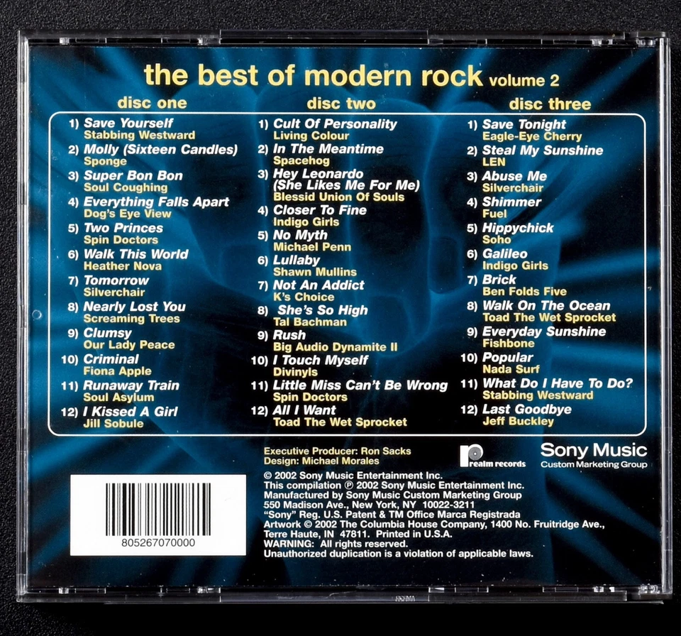 3 CD Best of Modern Rock 36 Alternative 80's & 90's Hits Columbia House Vol 2 VA - Image 2 of 4