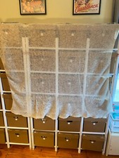 Cream Knit Wool Throw Blanket 56" x 56"