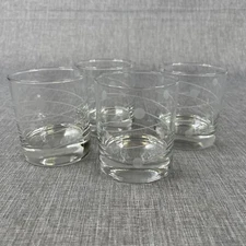 Crisa Swirl Pattern Etched Glass Whiskey/On the Rocks Glasses Set of 4
