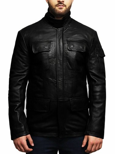 Men’s Classic Warm Multi-Pocket Leather Slim Fit Biker Jacket - Picture 2 of 4