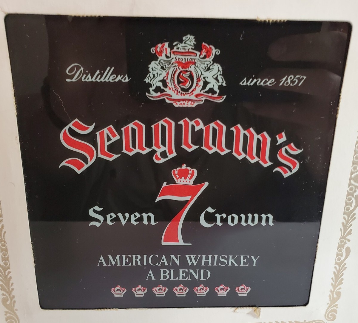 Vintage 80s-90s Seagram's 7 Crown Glass Picture Fair Prize