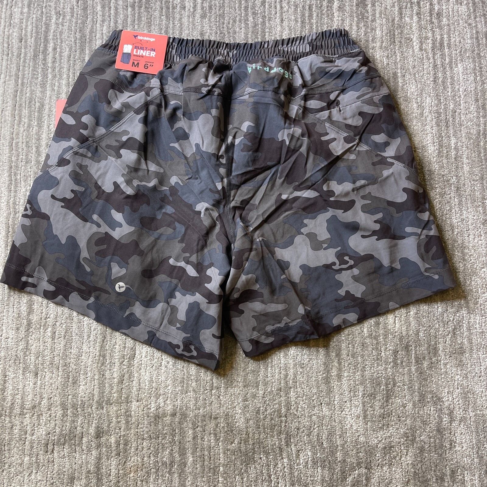 Birddogs Shorts Mens Medium Lined Boom For Your Boomstick Gray Camouflage 6”