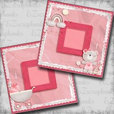 Baby Girl Bear - 2 Premade Scrapbook Pages - EZ Layout 6048