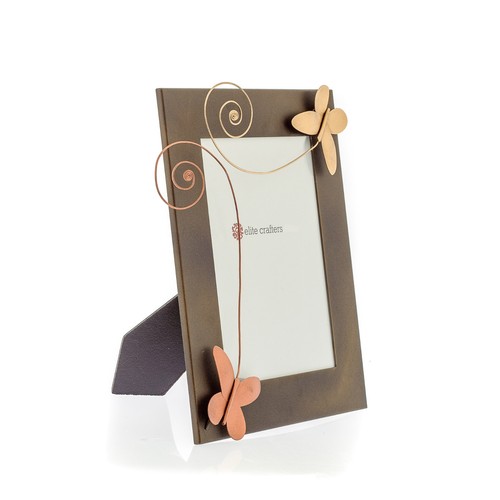 Picture Frame Butterflies - Handmade Metal Brown Photo Holder - Small 4''x 6'' - Picture 2 of 2