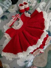Baby crochet Christmas dress set