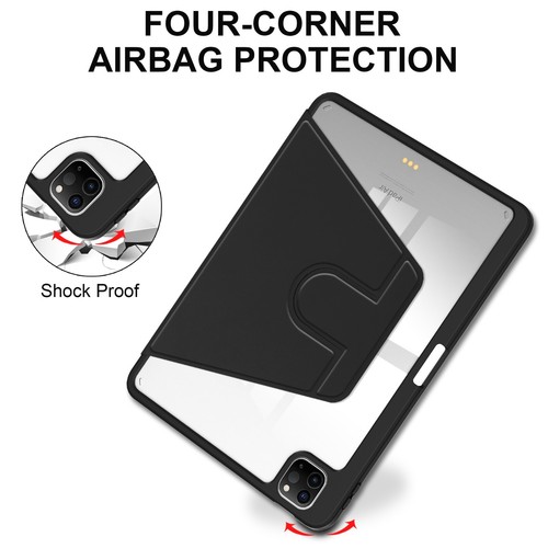 Rotating Stand Clear Case For iPad Pro iPad Air 13'' 11" 10.9'' w/ Pencil Holder - Picture 11 of 30