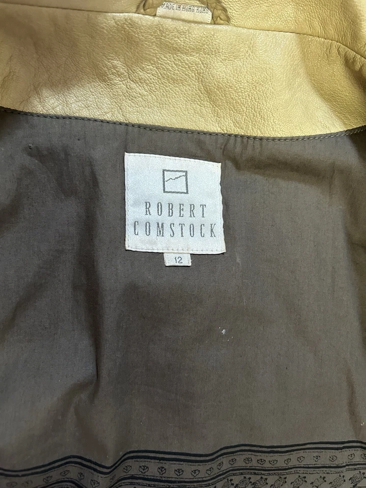 Chaqueta de cuero para mujer Robert Comstock de colección talla 12 color camel” Foto 2 de 4