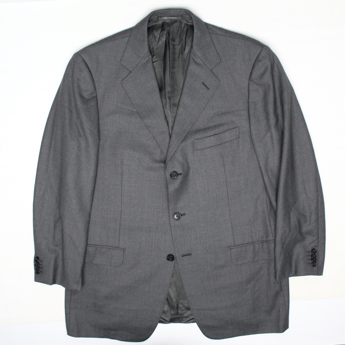 Ermenegildo Zegna Traveller Suit Coat Mens 44R 45R Solid Gray Wool