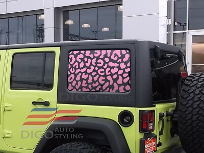 Fits 2011-2018 Jeep Wrangler 4 Dr Rear Window Leopard Cheetah Print Decal Pink