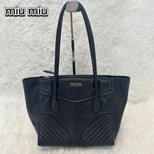 Miu Miu Matelasse Black Leather Tote Handbag Shoulder Bag Used Japan Excellent