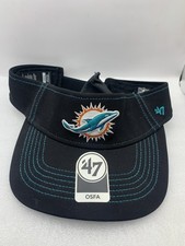 Miami Dolphins '47 Brand Black Defiance Visor OSFA Adjustable Dad Hat HT1