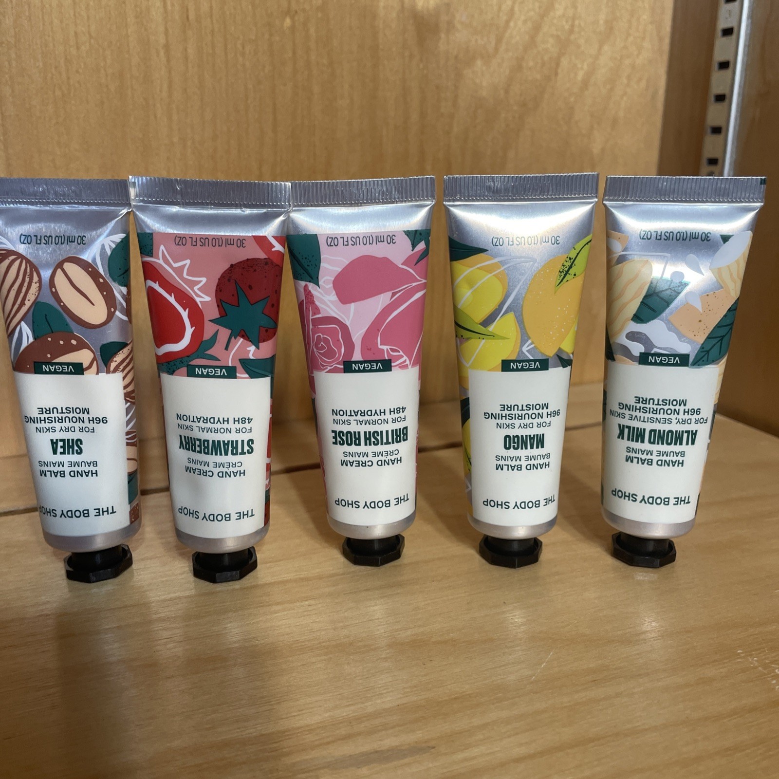 The Body Shop Lot Of 5 Shea Strawberry British Rose Mango Almond Milk Hand Cream
