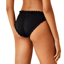 Shade  Shore Women's Ruffle Cheeky Bikini Bottom Black Size Small 4-6