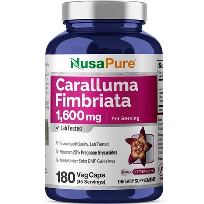 NusaPure Caralluma Fimbriata 1600mg - 180 Veggie Capsules Non-GMO
