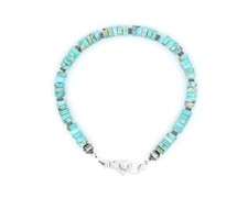 4mm Blue Green Arizona Turquoise Bracelet Sterling Silver Southwestern Accents