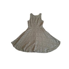 Altar'd State Gray Taupe Lace Fit Flare Skater Dress XS Lined Boho Cottagecore