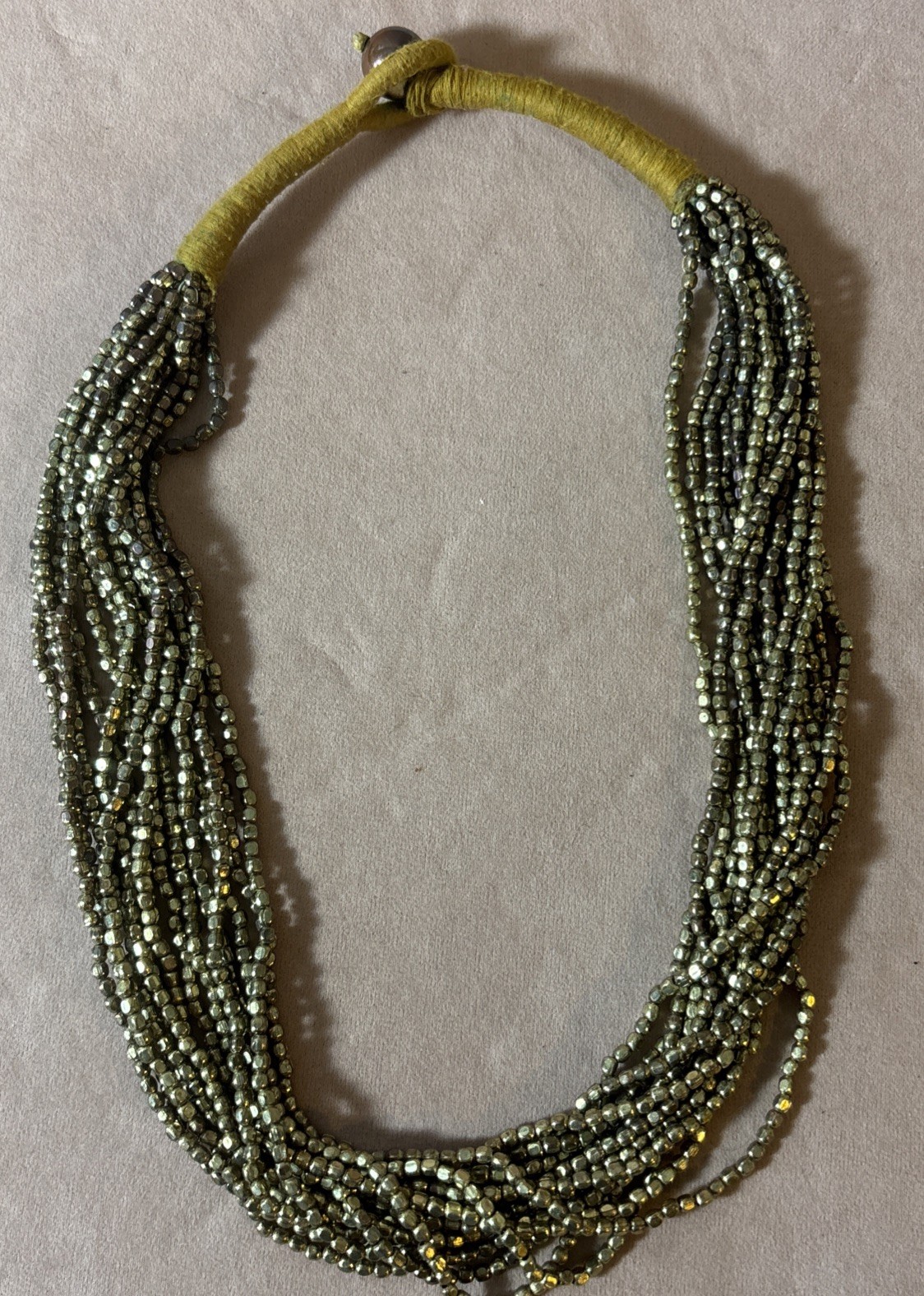 Handcrafted Multi-Strand Metallic BeadCollar/Stat… - image 1