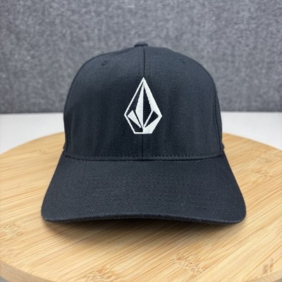 Volcom Stone Logo Hat Cap Flexfit Size S-M Adult Black Embroidered Baseball