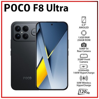 Xiaomi POCO F8 Ultra 5G BLACK 12GB+256GB Dual SIM Unlocked Android Cell Phone