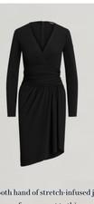 NWT Lauren Ralph Lauren Elegant Black Ruched Asymmetric Long Sleeve Dress Size 0