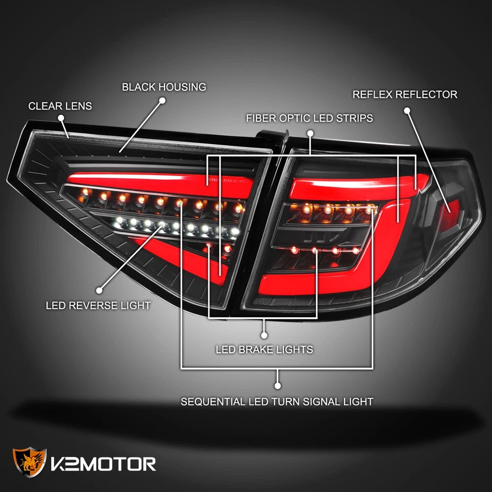 For Black 2008-2014 Subaru Impreza Hatchback LED Tail Lights w/ Red Sequential Foto 3 de 4
