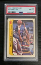 1986 Fleer Sticker #4 Alex English PSA 8