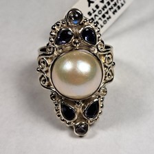 SAJEN Sterling Silver White Mabe Pearl Iolite Moonstone Ring 6 7 8 10 NEW