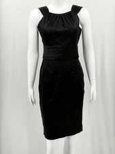 Calvin Klein Dress Womens 4 Black Sleeveless Pleated Sheath Cocktail Party LBD